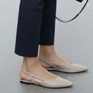 Seychelles Good Girl Ivory Leather Slingback Flats Pointed Toe Size 7 NWT